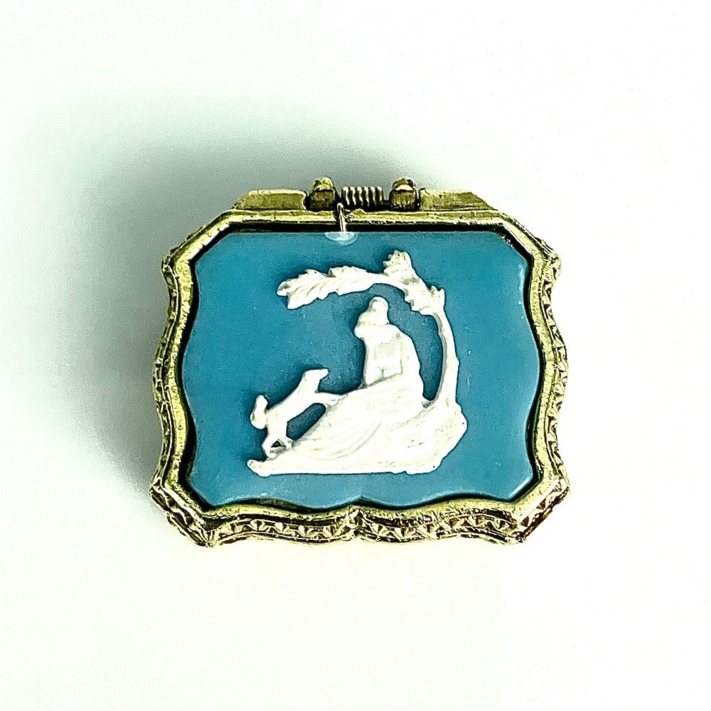 Gold & Wedgewood Blue Cameo Pill Case